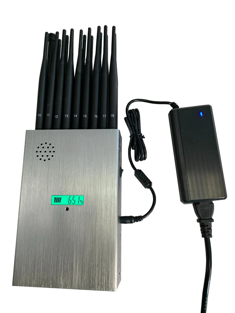 World First 16 Bands Portable 5G Cellphone GPS WiFi Signal Jammer With LCD Display Blocking Range up to 25m