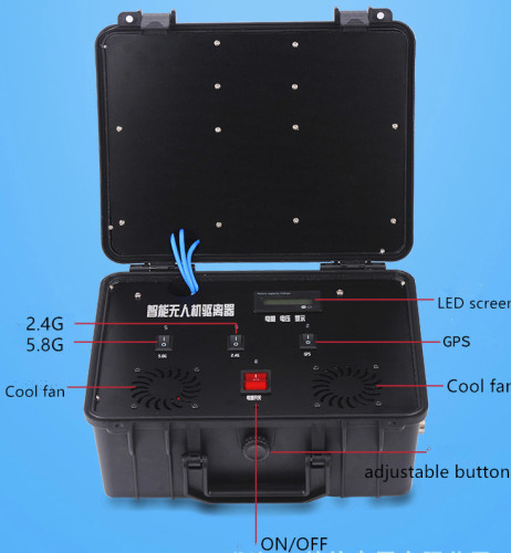 High Power Portable Suitcase Built-in Antenna Uav/Drone Jammer VIP Signal Blocker