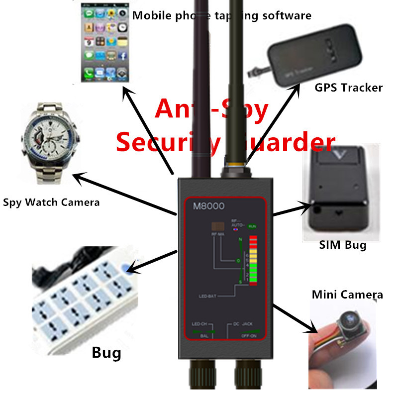 1MHz-12gh Radio Anti-Spy Detector Fbi GSM RF Signal Auto Tracker Detectors GPS Tracker Finder M8000