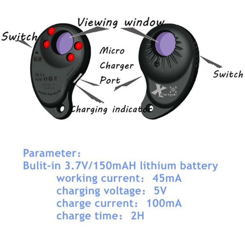 Portable Anti-Sneak Shot Infrared Scanner Anti-Hidden Mini Camera Laser Detector X007