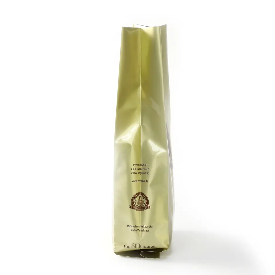 250g 500g Gold Foil Gusset Coffee Bags with Valve