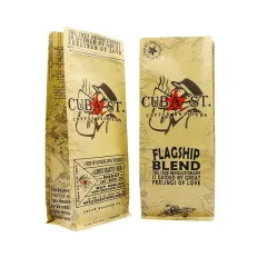 Kraft Coffee Bags With Valve Box Bottom Pouch Wholesale