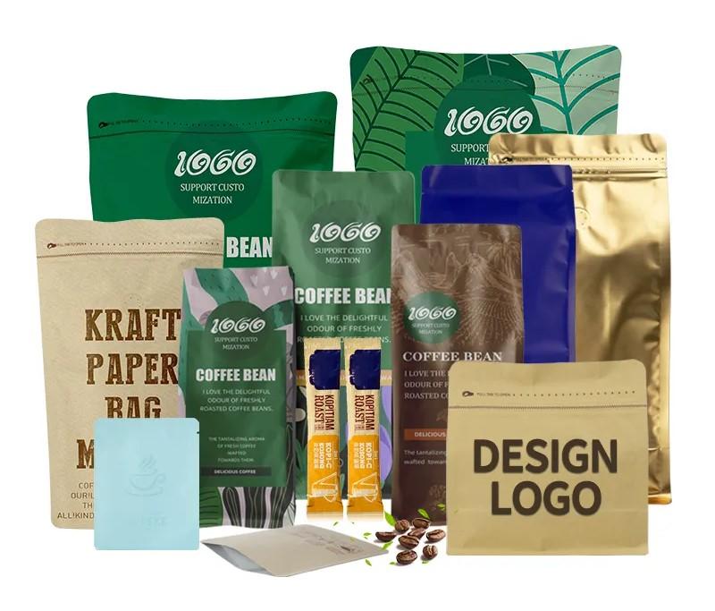 Flat bottom coffee bags packaging wholesale