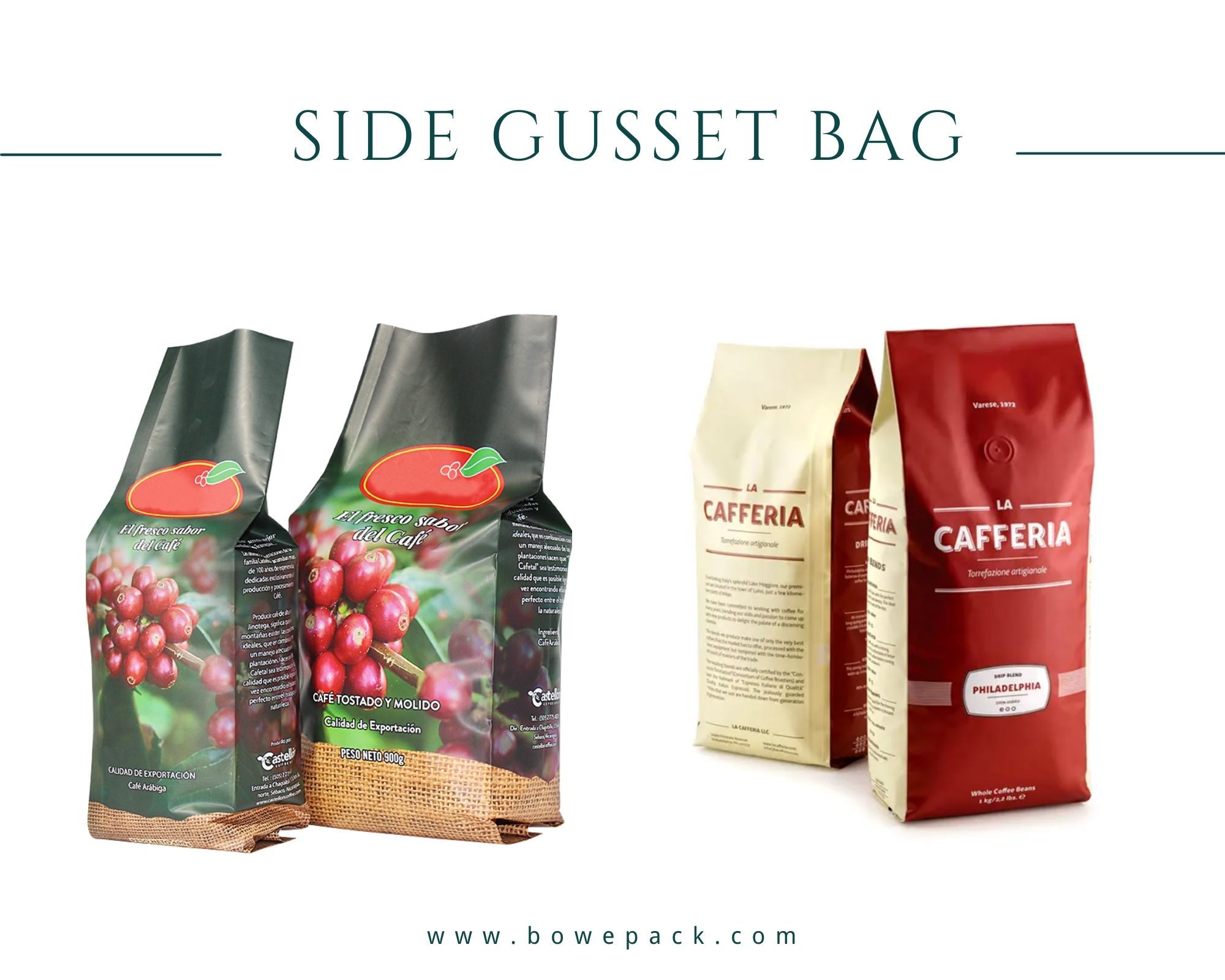custom side gusset bag for coffee packaging