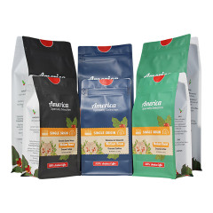 Custom Printed Coffee Bags 12oz Quad Seal Flat Bottom Pouch