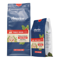 Custom Printed Coffee Bags 12oz Quad Seal Flat Bottom Pouch