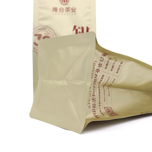 Gold Metalized Flat Bottom Pouch with Pocket Zipper for Tea Packaging