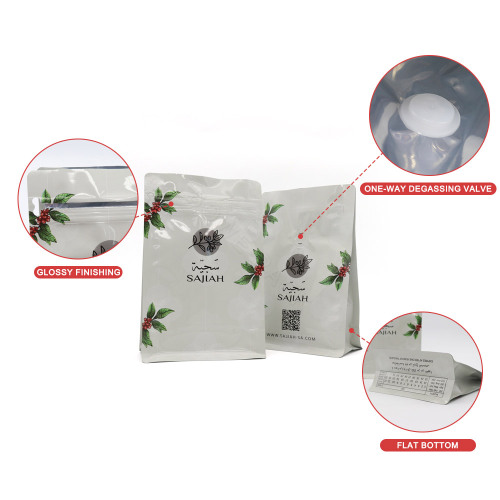 Custom waterproof vented coffee bags with zipper box bottom pouch supplier
