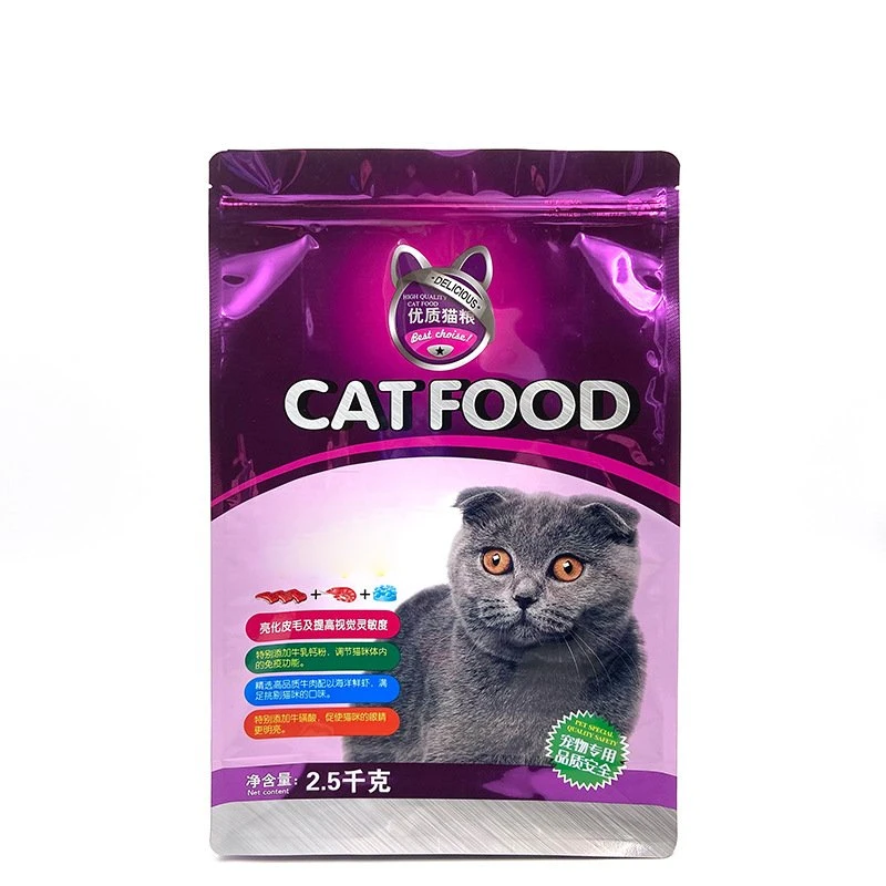 Cat Food Packaging Bag Pet Treat Flat Bottom Zipper Pouch Factory