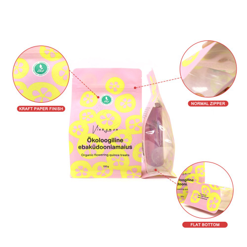 Recyclable Square Bottom Pouch with Zipper Side Gusset Window Supplier