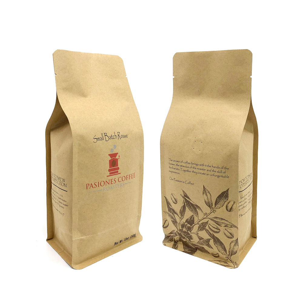Kraft Paper Flat Bottom Pouch Custom Print For Food Packaging Kraft Paper Flat Bottom Pouch Custom Print For Food Packaging