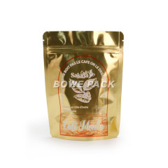 Bolsa stand up dorada de 250 g con cremallera impresa a medida