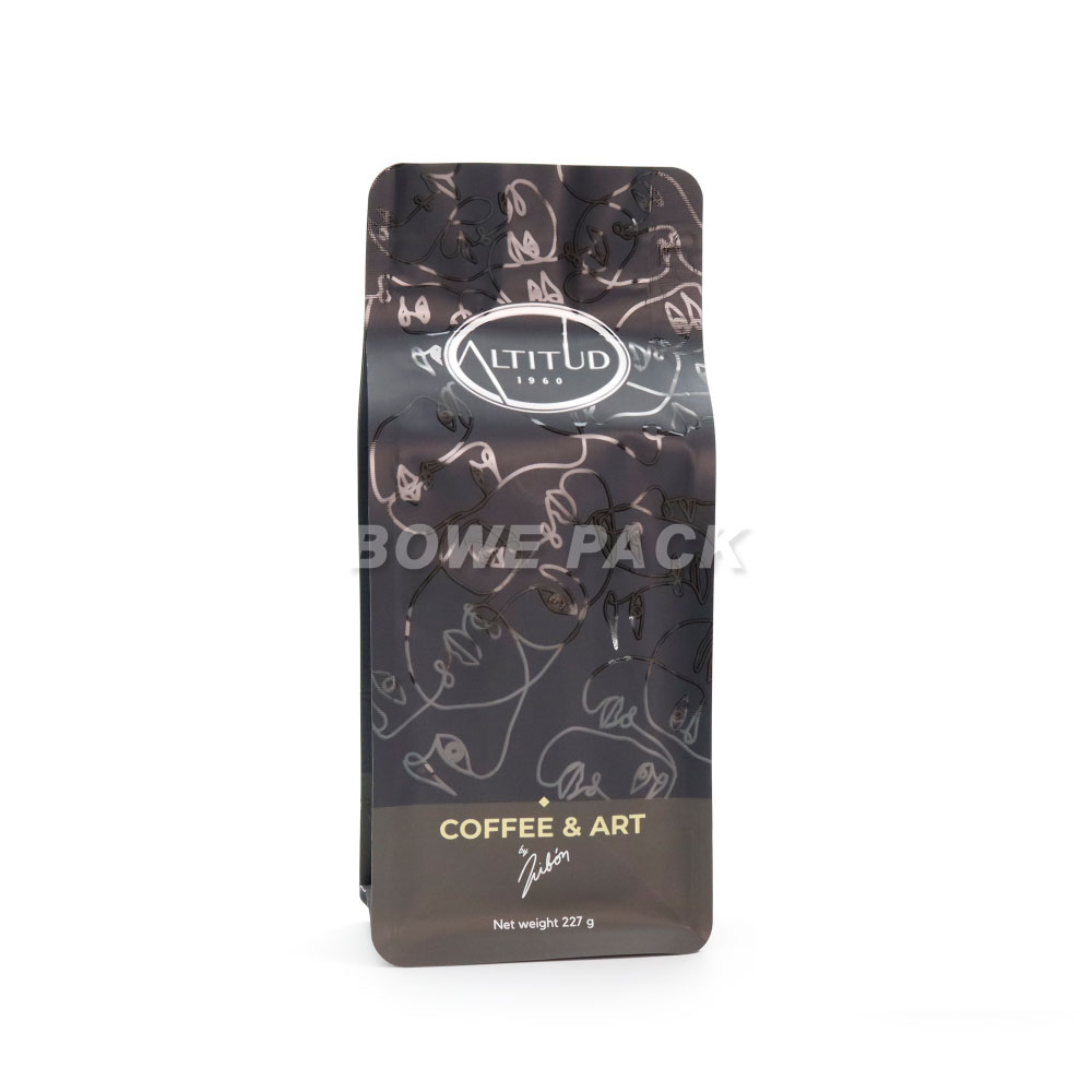 Custom Coffee Bags with Valve 8 oz Flat Bottom Pouch Wholesale