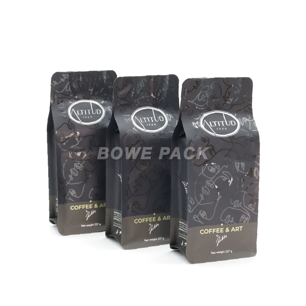 Custom Coffee Bags with Valve 8 oz Flat Bottom Pouch Wholesale