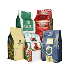 Custom printed flat bottom coffee packaging bag wholesale