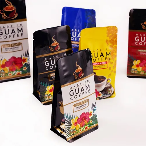 Custom Coffee Bags with Valve 8 oz Flat Bottom Pouch Wholesale