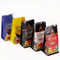 Custom Coffee Bags with Valve 8 oz Flat Bottom Pouch Wholesale