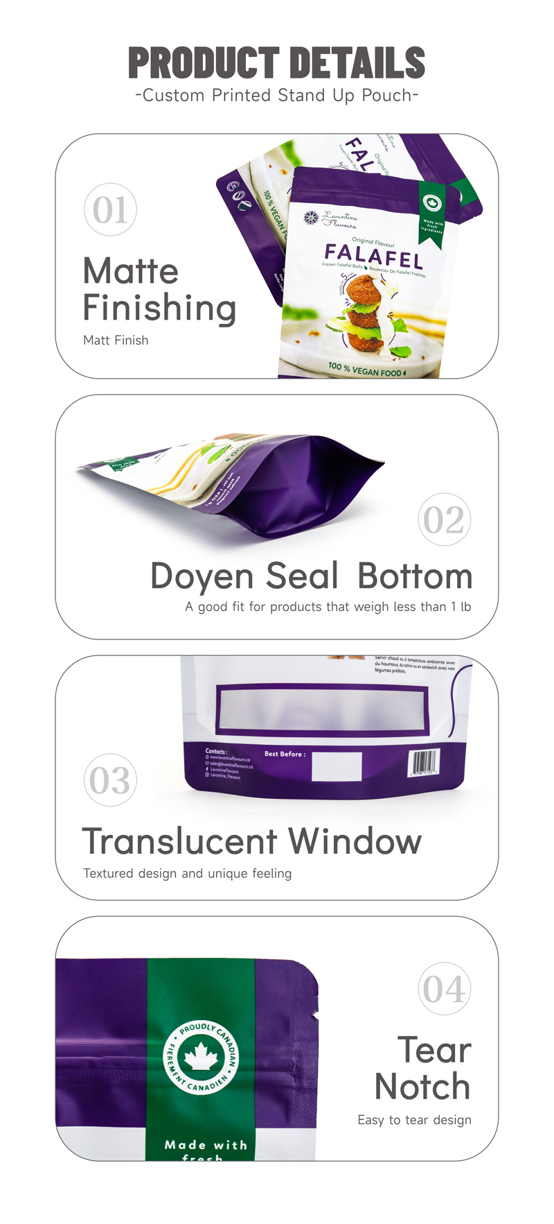 Подробности о пакетах для упаковки органических продуктов питания