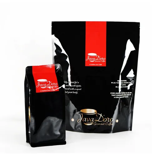 Glossy Black Stand Up Plastic Coffee Bag Smellproof Pouch Supplier