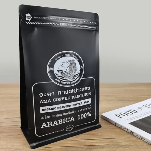 Custom Matte Black Coffee Bags with Valve Wholesale