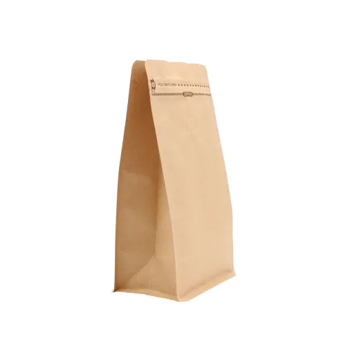Kraft Coffee Bags With Valve Box Bottom Pouch Wholesale
