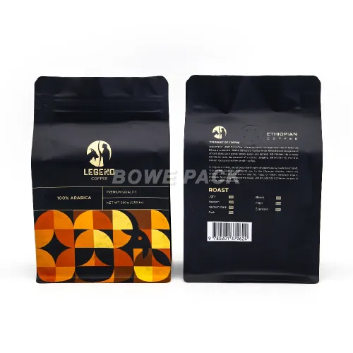 Bolsas de café de 250 g con fondo plano y válvula