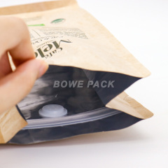 Brown Kraft Flat Bottom Pouch with Valve and Zipper
