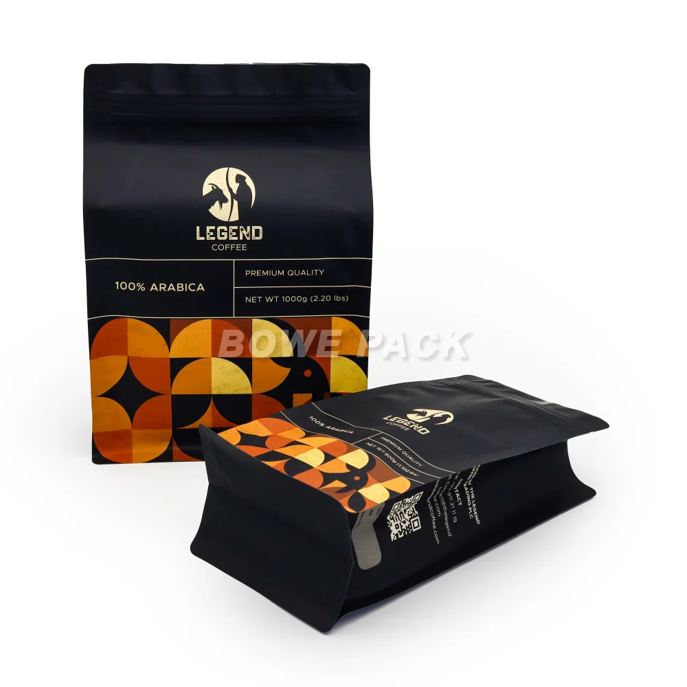 Matte black standing coffee pouch