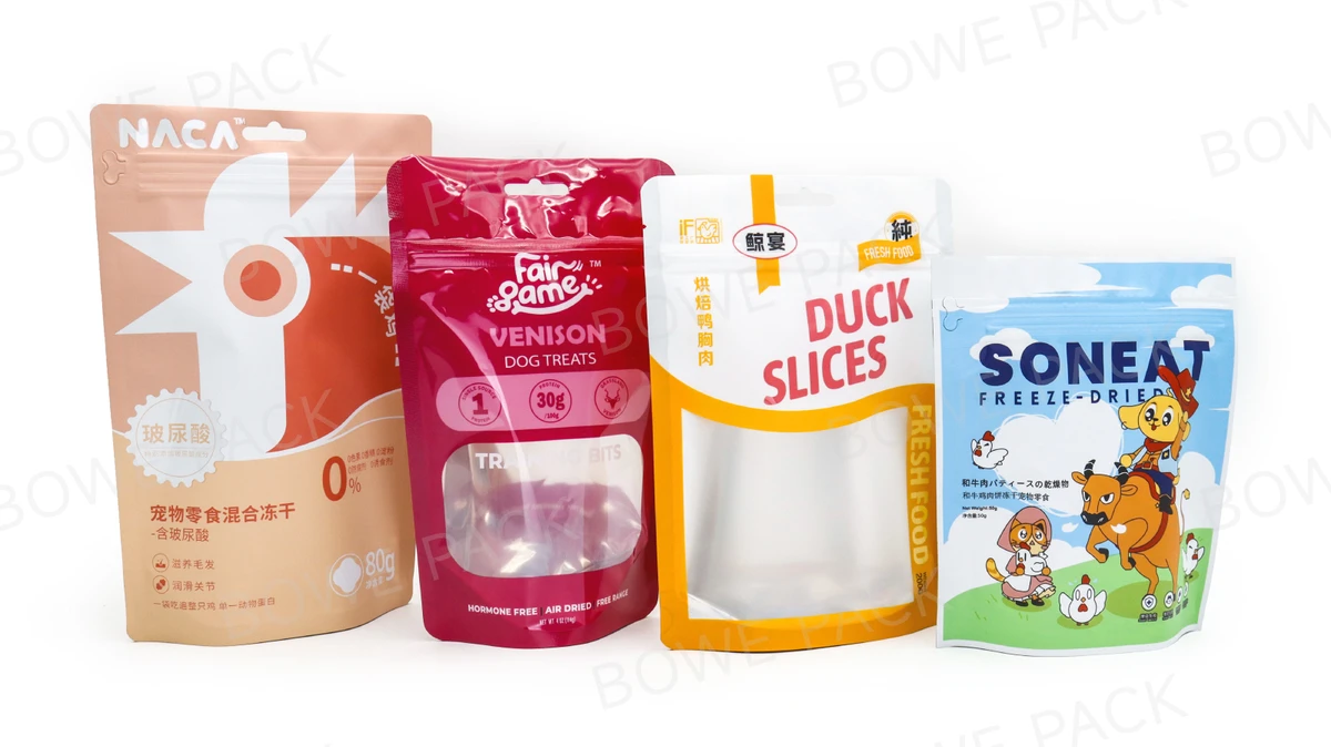 Pet food packaging pouches