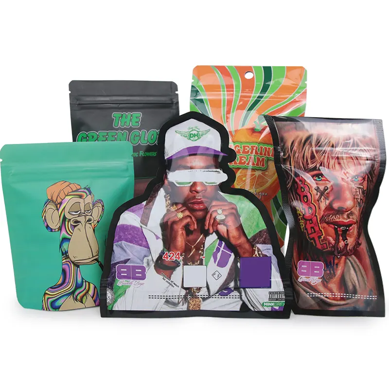 Custom Shaped Die Cut Mylar Bags for Weed Packs