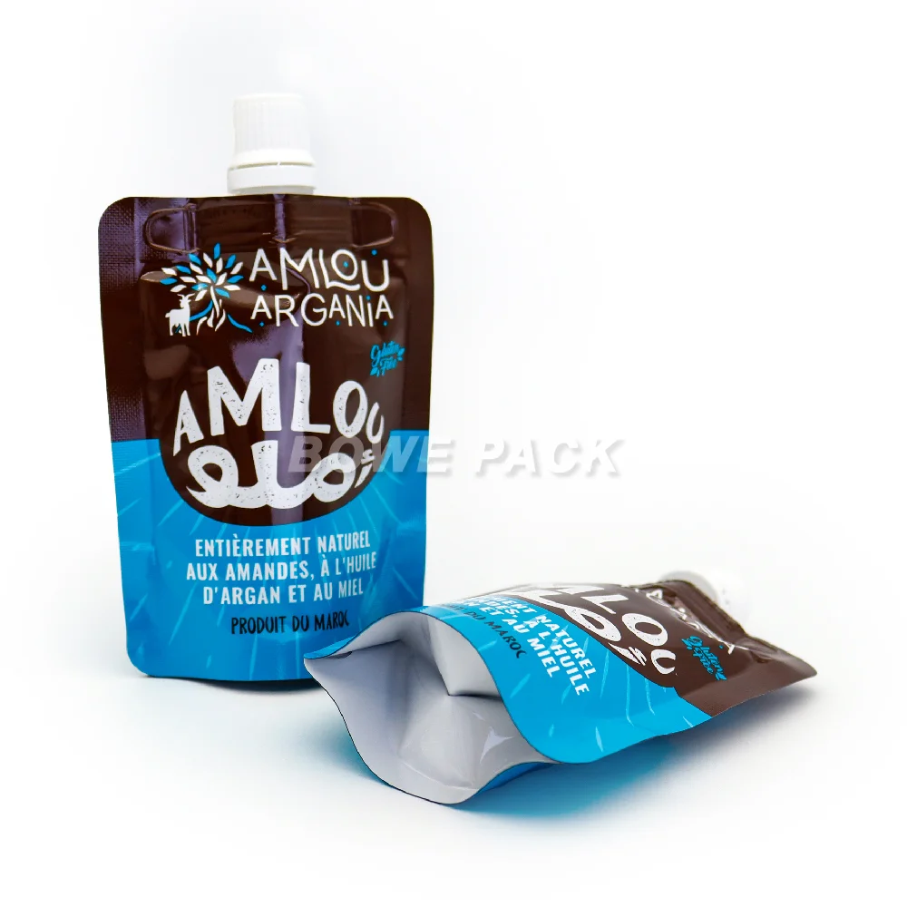 Printed stand up spout bag 100ml 250ml 500ml liquid pouch