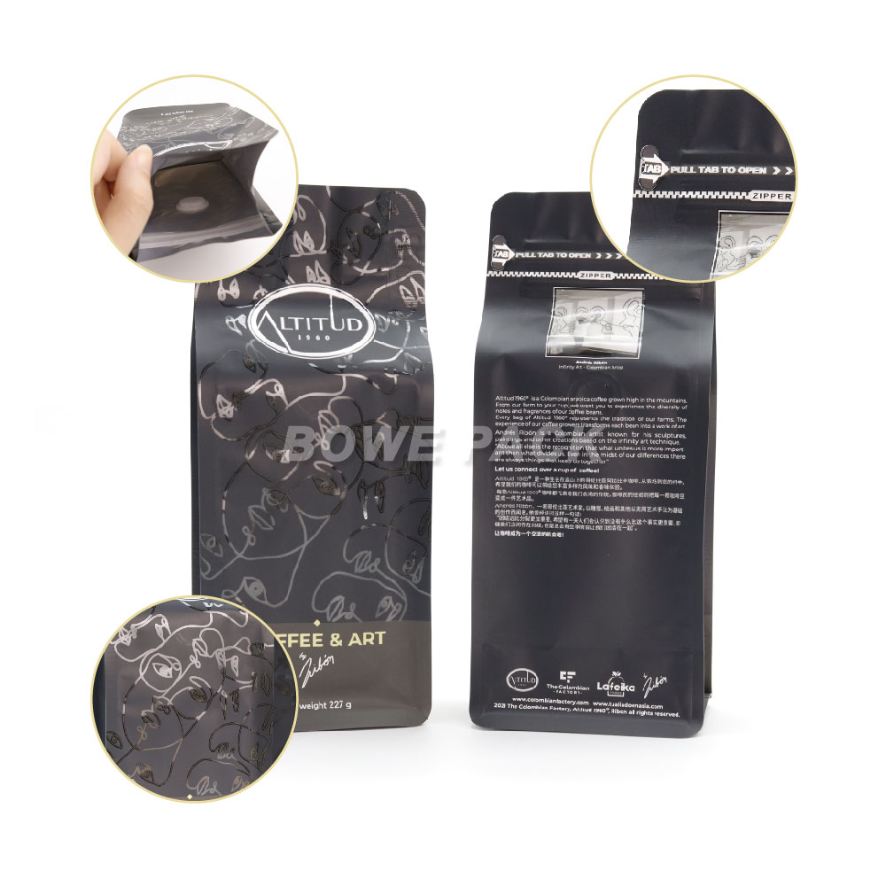 Custom Coffee Bags with Valve 8 oz Flat Bottom Pouch Wholesale