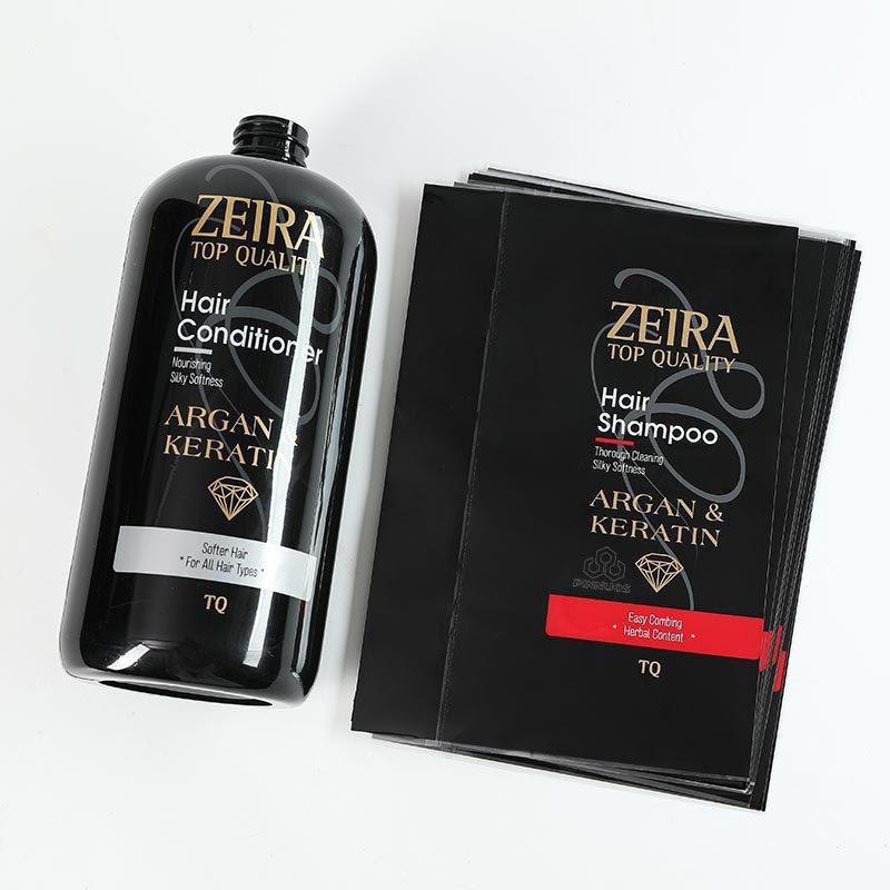 Shrink sleeve label for shampoo bottle