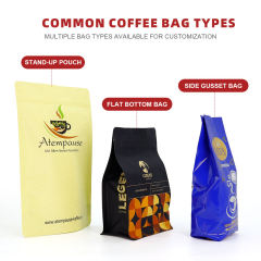 Bolsas de café de 250 g con fondo plano y válvula