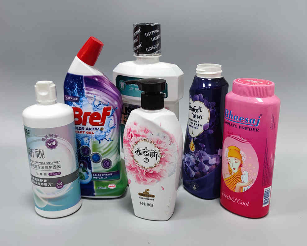 shrink label for shampoo packaging