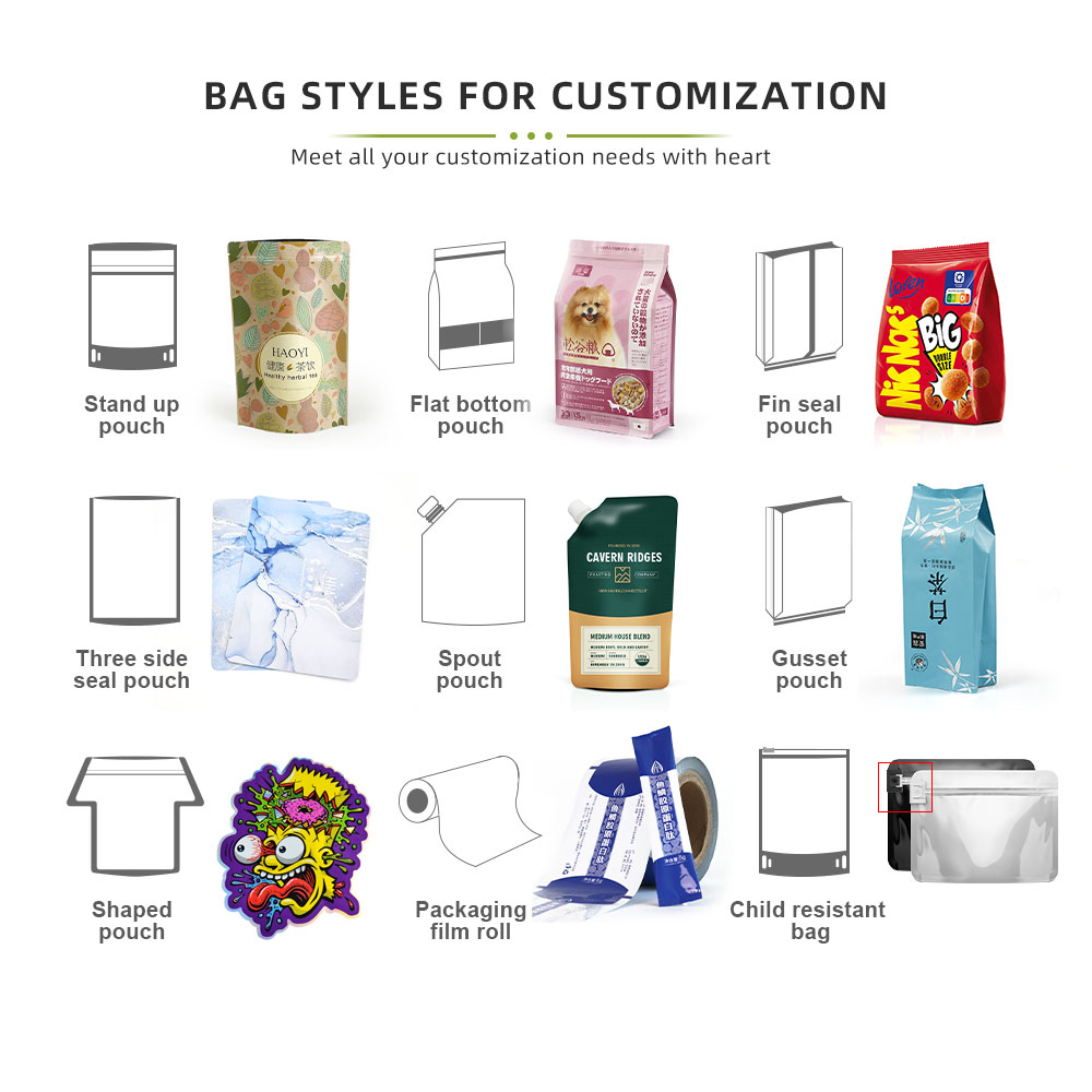 Custom packaging bags and pouches styles