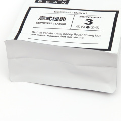 250g white Kraft coffee bags flat block bottom with zip