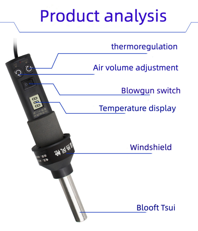 8018LCD heat gun 8858 portable temperature control air gun temperature control digital air gun 110v/220v