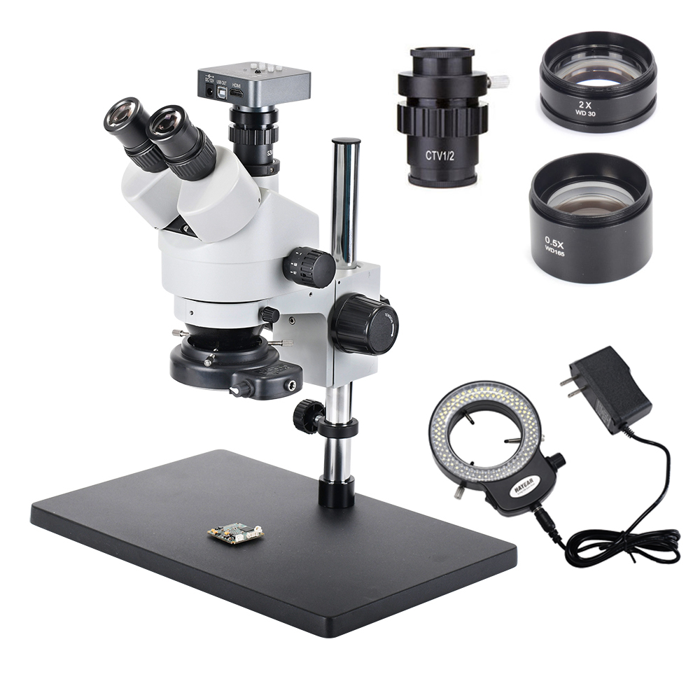 48MP HDMI Digital USB Microscope Camera 3.5X-90X Simul-Focal Trinocular Stereo Microscope Soldering PCB Jewelry Repair Kit
