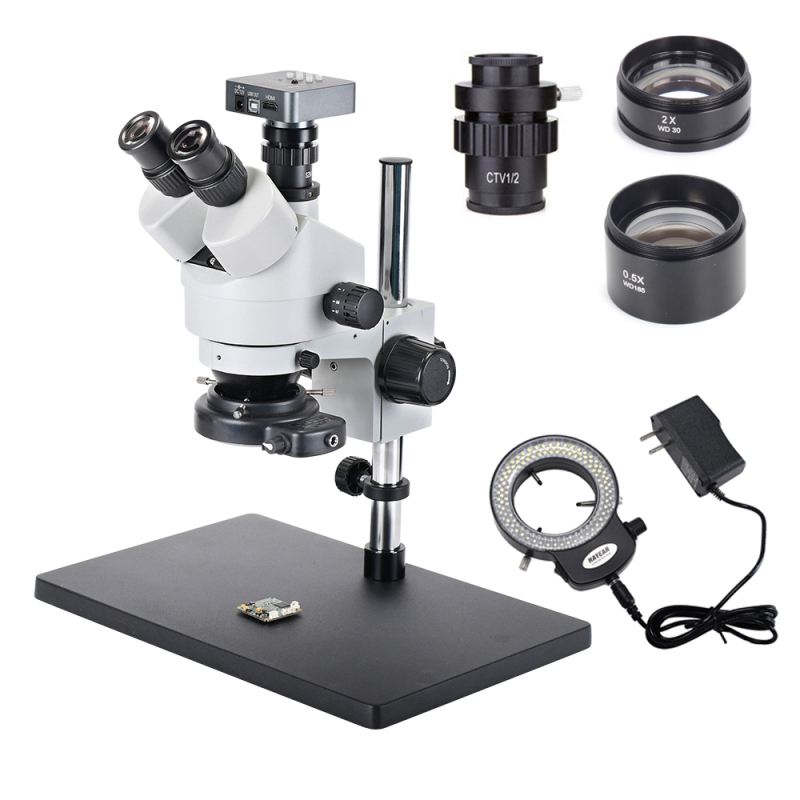 48MP HDMI Digital USB Microscope Camera 3.5X-90X Simul-Focal Trinocular Stereo Microscope Soldering PCB Jewelry Repair Kit