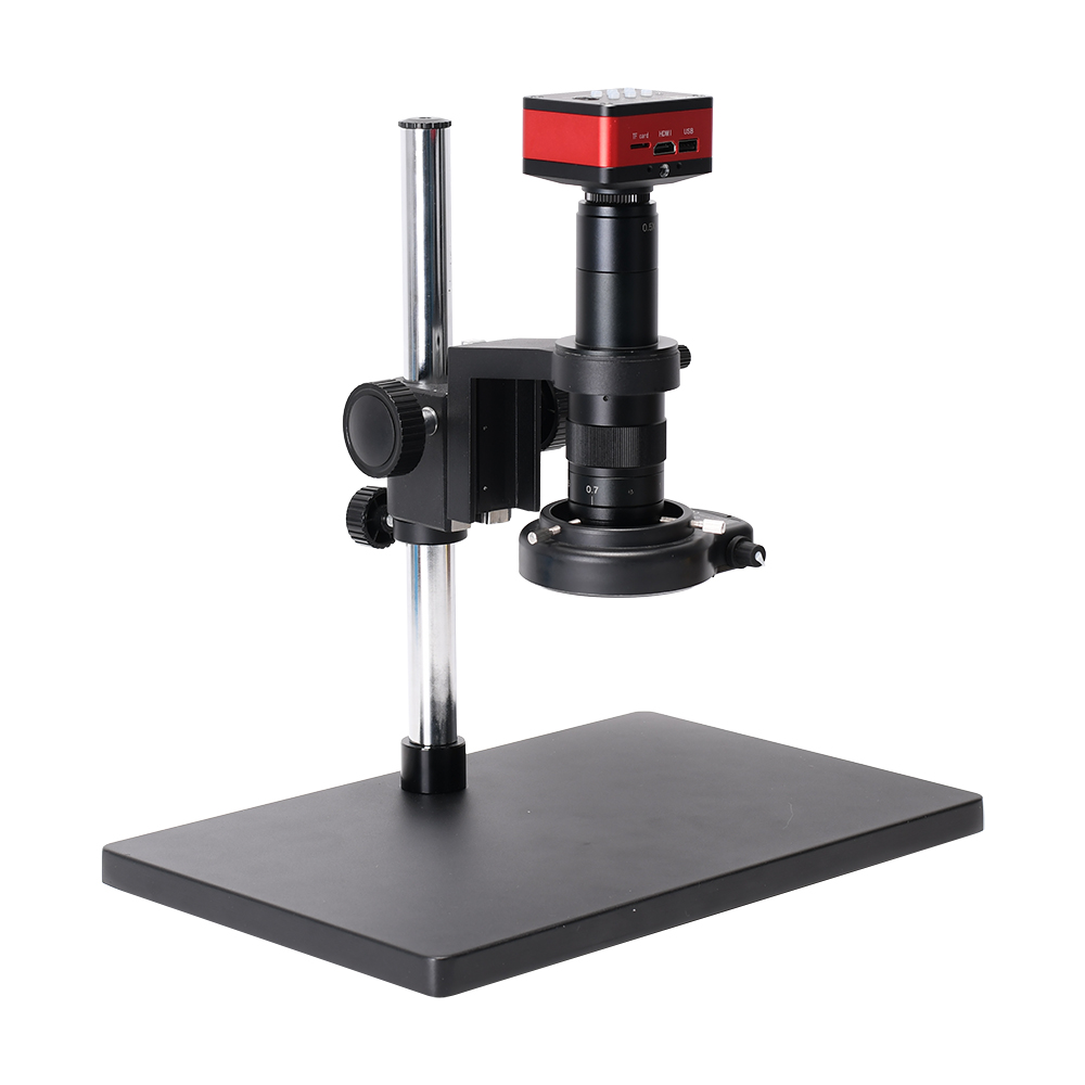 4K HDMI Microscope Camera Kit for Industry Lab PCB USB Output TF Card Video Recorder +180X C-Mount Lens + Big Stereo Stand +144 LED Light