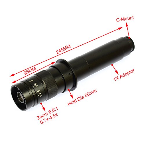 14MP Monocular HDMI HD USB Digital Industry Video Microscope Camera Set Big Stereo Table Stand Zoom C-Mount Lens 144 LED Light (300X Zoon Lens)