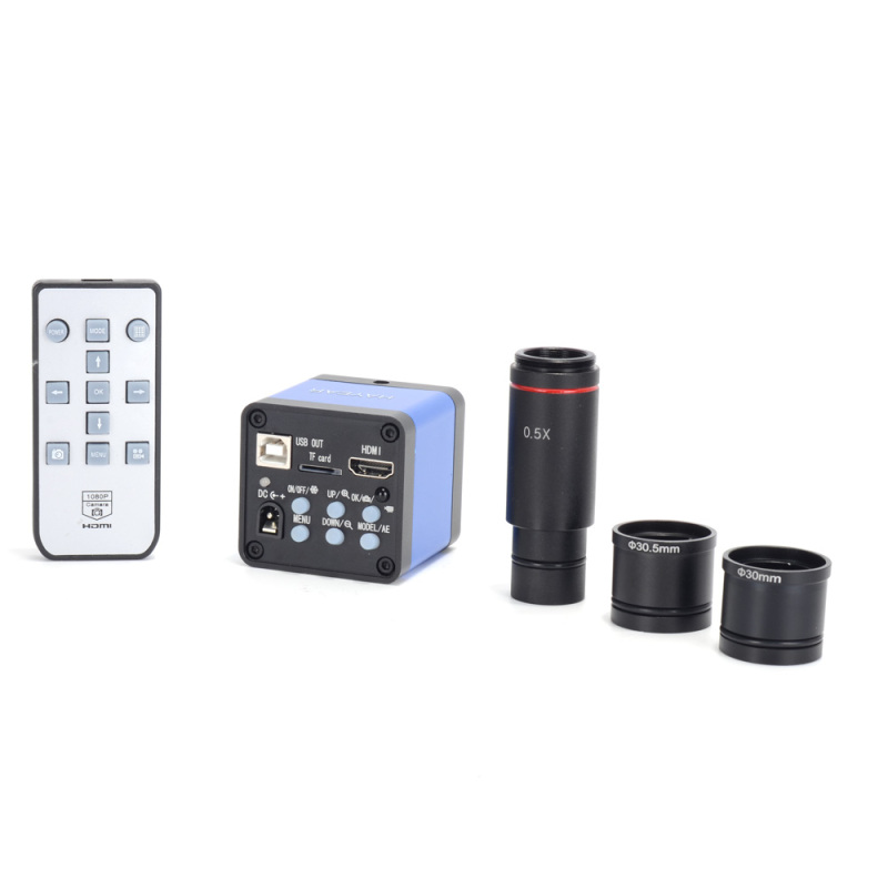 16MP HDMI 1080P HD USB Digital Industry Video Inspection Microscope Camera Set TF Card Video Recorder+0.5X C mount Eyepiece Lens+Adapter
