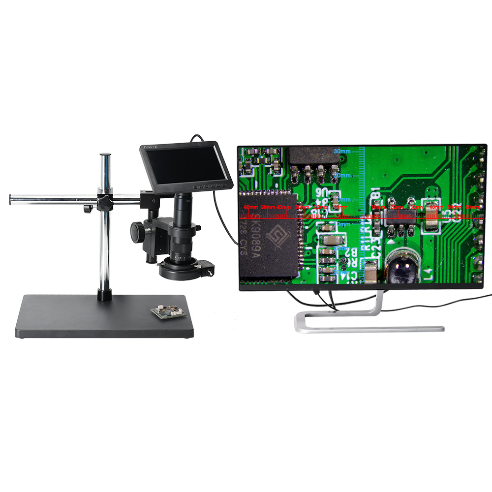 16MP HDMI Microscope Camera Kit for Industry Lab PCB USB Output TF Card Video Recorder +300X C-Mount Lens + Big Stereo Stand +144 LED Light