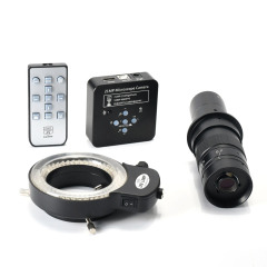 Full Set 21MP 1080p 60fps 2k HDMI HD USB Digital Video Microscope Camera + 180X Lens + 144LED Lights + Big Boom Stereo Camera Stand