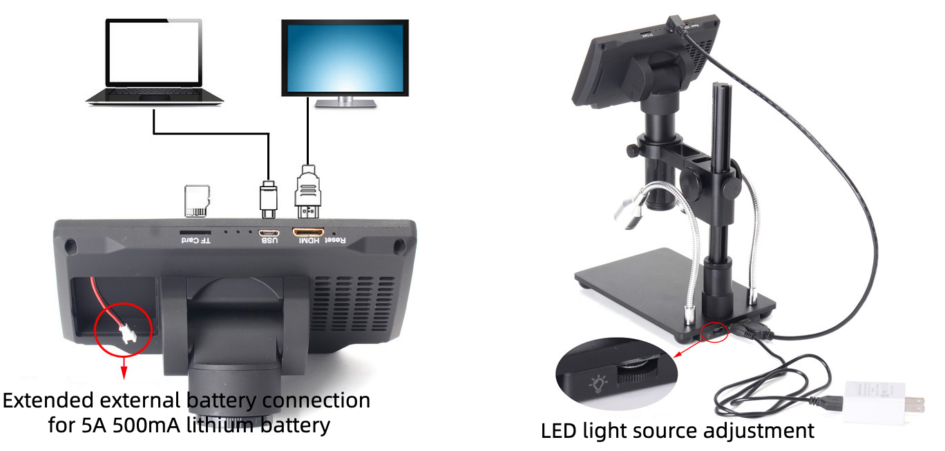 5.1 inch Screen 16MP 4K 1080P 60FPS HDMI USB & WIFI Digital Microscope Camera 150X C-mount Lens with IMX SONY Sensor 1070