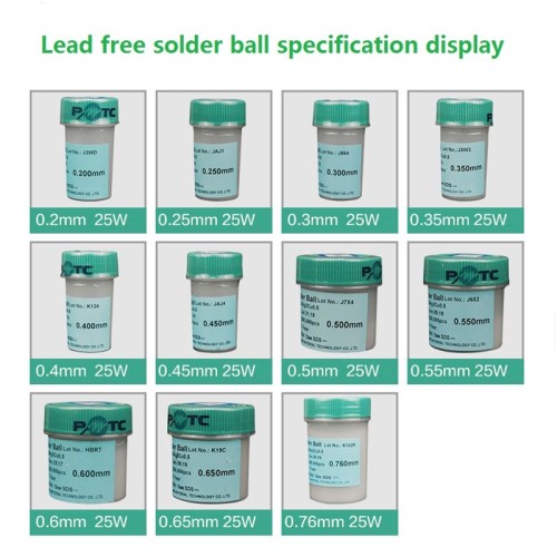 250K PMTC Lead Free BGA Solder Balls 0.35 0.4 0.45 0.5 0.6 0.76mm For PCB Motherboard IC Chips Reballing Welding Tin Beads