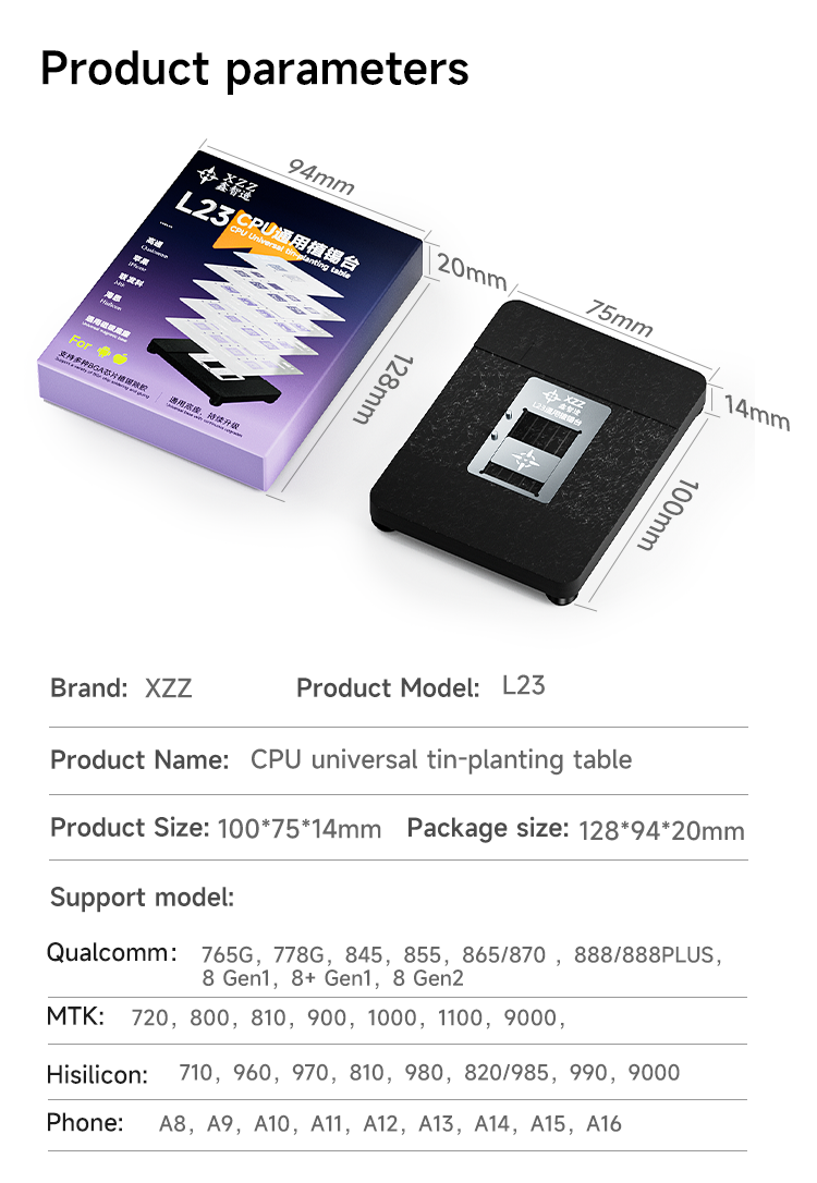 XZZ L23 CPU Universal Tin planting Motherboard Reblling Platform/support All mobile Series /Tin planting platform/Base+Stencils