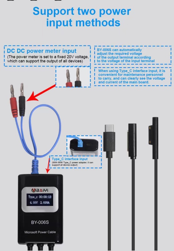 Pad Laptop Microsoft Surface Motherboard Repair Board Power-on Boot Cable Power Cord with LED Display BAIYI BY -006S