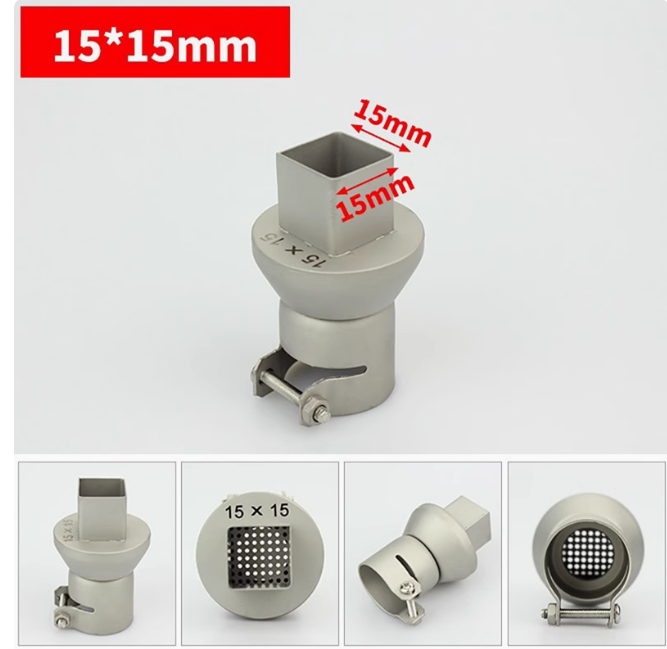 Hot Air Gun Square Nozzles 15-45mm BGA Soldering Station Rework Stations Universal BGA Titanium Alloy Nozzle Welding Accessories